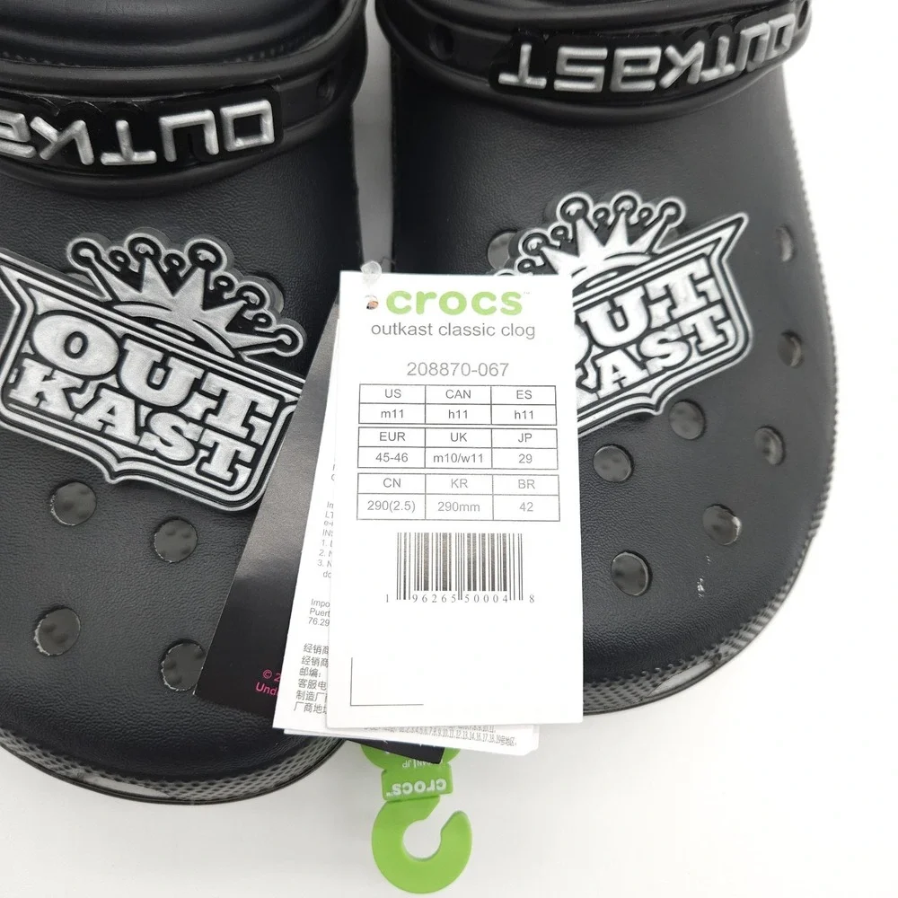 Crocs Mens 11 Black Outkast Classic Clog Slip On Shoes Hip Hop Rap Music Limited